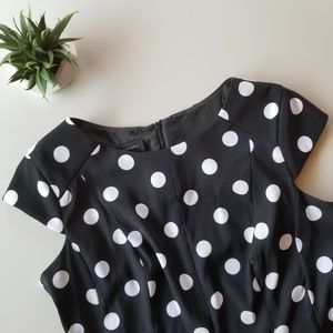 AB Studio Women's Black and White Polka Dot Dress